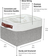 Storage Bins, Large Fabric Storage Baskets for Shelves, Decorative Linen Closet Organizer, 15 X 11 X 9.5 Inches (Grey & White, 4 Pack)